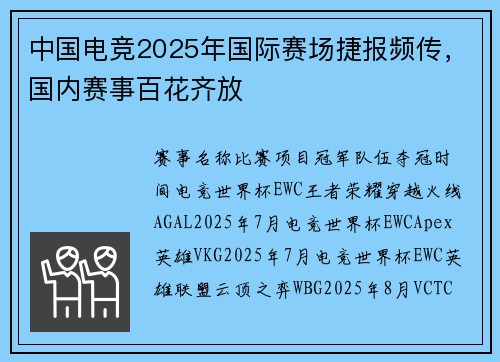 中国电竞2025年国际赛场捷报频传，国内赛事百花齐放